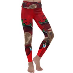 Wonderful German Shepherd With Heart And Flowers Kids  Lightweight Velour Classic Yoga Leggings