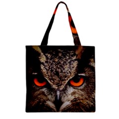 Owl s Scowl Zipper Grocery Tote Bag by WensdaiAmbrose