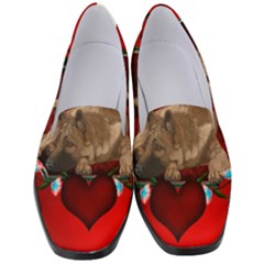 Wonderful German Shepherd With Heart And Flowers Women s Classic Loafer Heels