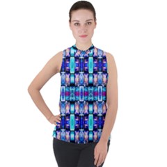 Ml-2-5 Mock Neck Chiffon Sleeveless Top