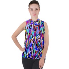 Ml 31 Mock Neck Chiffon Sleeveless Top