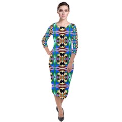 Ml 34 Quarter Sleeve Midi Velour Bodycon Dress by ArtworkByPatrick