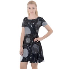 Splatter - Grayscale Cap Sleeve Velour Dress  by WensdaiAmbrose