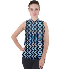 Ml-4-3 Mock Neck Chiffon Sleeveless Top