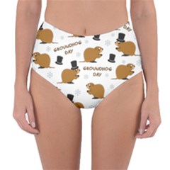 Groundhog Day Pattern Reversible High-waist Bikini Bottoms by Valentinaart