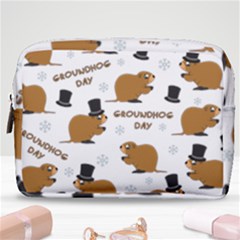 Groundhog Day Pattern Make Up Pouch (medium)