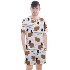 Groundhog Day Pattern Men s Mesh Tee And Shorts Set