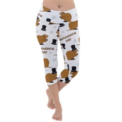 Groundhog Day Pattern Lightweight Velour Capri Yoga Leggings