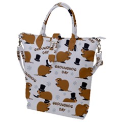 Groundhog Day Pattern Buckle Top Tote Bag