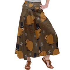 Groundhog Day Pattern Satin Palazzo Pants