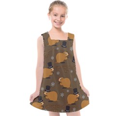 Groundhog Day Pattern Kids  Cross Back Dress by Valentinaart