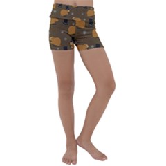 Groundhog Day Pattern Kids  Lightweight Velour Yoga Shorts