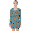 Groundhog day pattern V-neck Bodycon Long Sleeve Dress View1