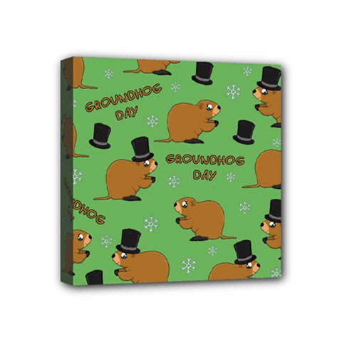 Groundhog Day Pattern Mini Canvas 4  X 4  (stretched) by Valentinaart