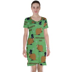 Groundhog Day Pattern Short Sleeve Nightdress