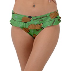 Groundhog Day Pattern Frill Bikini Bottom