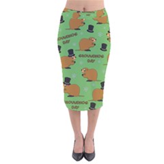 Groundhog Day Pattern Velvet Midi Pencil Skirt by Valentinaart