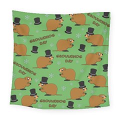 Groundhog Day Pattern Square Tapestry (large)