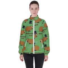 Groundhog Day Pattern High Neck Windbreaker (women)