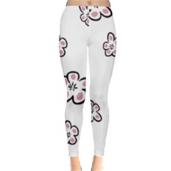 Plum Seamless Flower Leggings  by Mariart