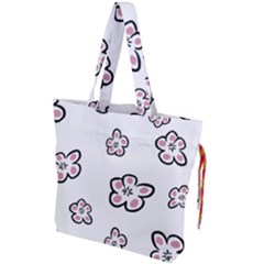 Plum Seamless Flower Drawstring Tote Bag by Mariart