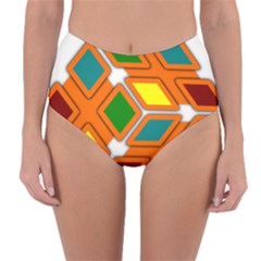 Shape Plaid Reversible High-waist Bikini Bottoms