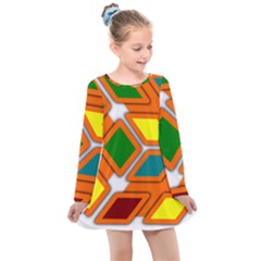 Shape Plaid Kids  Long Sleeve Dress by Mariart