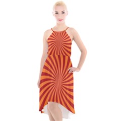 Spiral Swirl Background Vortex High-low Halter Chiffon Dress  by Mariart