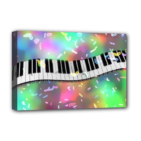 Piano Keys Music Colorful Deluxe Canvas 18  X 12  (stretched) by Mariart