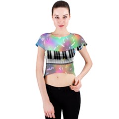 Piano Keys Music Colorful Crew Neck Crop Top by Mariart