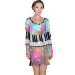 Piano Keys Music Colorful Long Sleeve Nightdress by Mariart