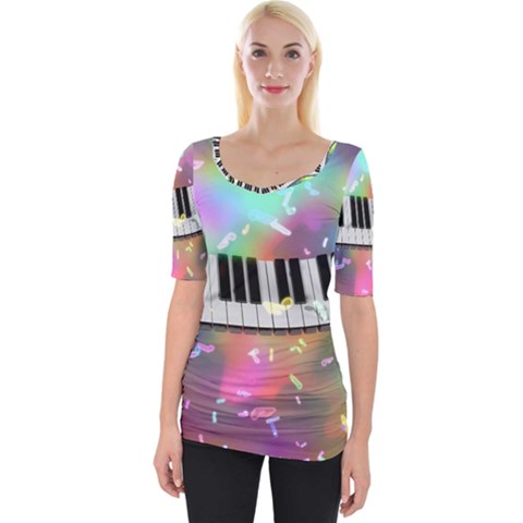 Piano Keys Music Colorful Wide Neckline Tee by Mariart