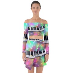 Piano Keys Music Colorful Off Shoulder Top With Skirt Set