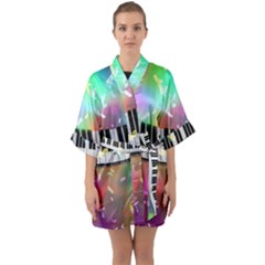 Piano Keys Music Colorful Quarter Sleeve Kimono Robe by Mariart