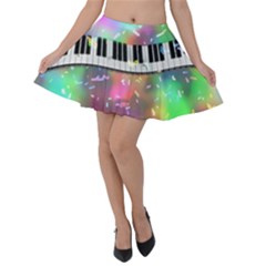 Piano Keys Music Colorful Velvet Skater Skirt