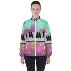 Piano Keys Music Colorful High Neck Windbreaker (women)