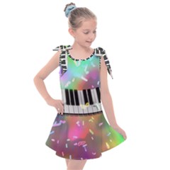 Piano Keys Music Colorful Kids  Tie Up Tunic Dress by Mariart