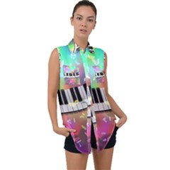 Piano Keys Music Colorful Sleeveless Chiffon Button Shirt