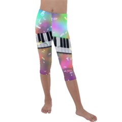 Piano Keys Music Colorful Kids  Lightweight Velour Capri Leggings  by Mariart