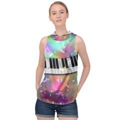 Piano Keys Music Colorful High Neck Satin Top