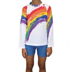 Watercolor Painting Rainbow Kids  Long Sleeve Swimwear by Mariart