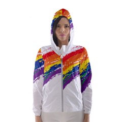 Watercolor Painting Rainbow Hooded Windbreaker (women) by Mariart