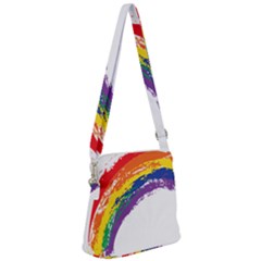 Watercolor Painting Rainbow Zipper Messenger Bag