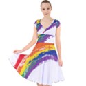 Watercolor Painting Rainbow Cap Sleeve Front Wrap Midi Dress View1