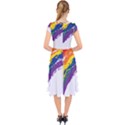 Watercolor Painting Rainbow Cap Sleeve Front Wrap Midi Dress View2