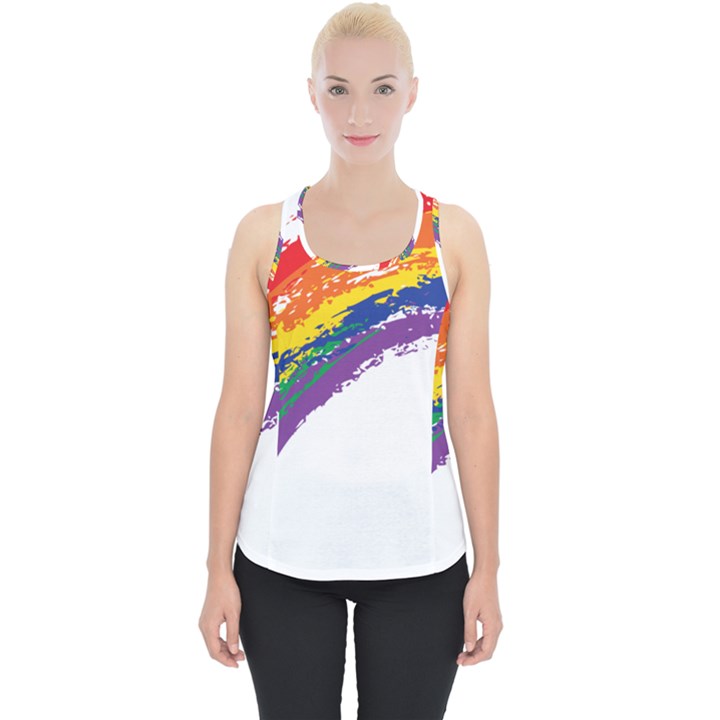 Watercolor Painting Rainbow Piece Up Tank Top