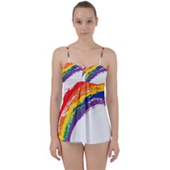 Watercolor Painting Rainbow Babydoll Tankini Set by Mariart