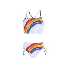 Watercolor Painting Rainbow Girls  Tankini Swimsuit by Mariart