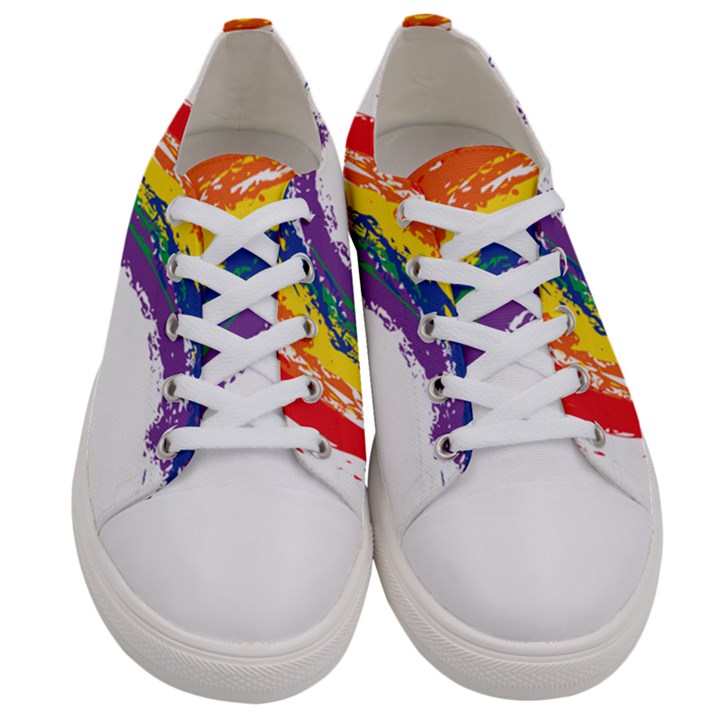 Watercolor Painting Rainbow Women s Low Top Canvas Sneakers