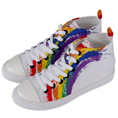 Watercolor Painting Rainbow Women s Mid-top Canvas Sneakers by Mariart